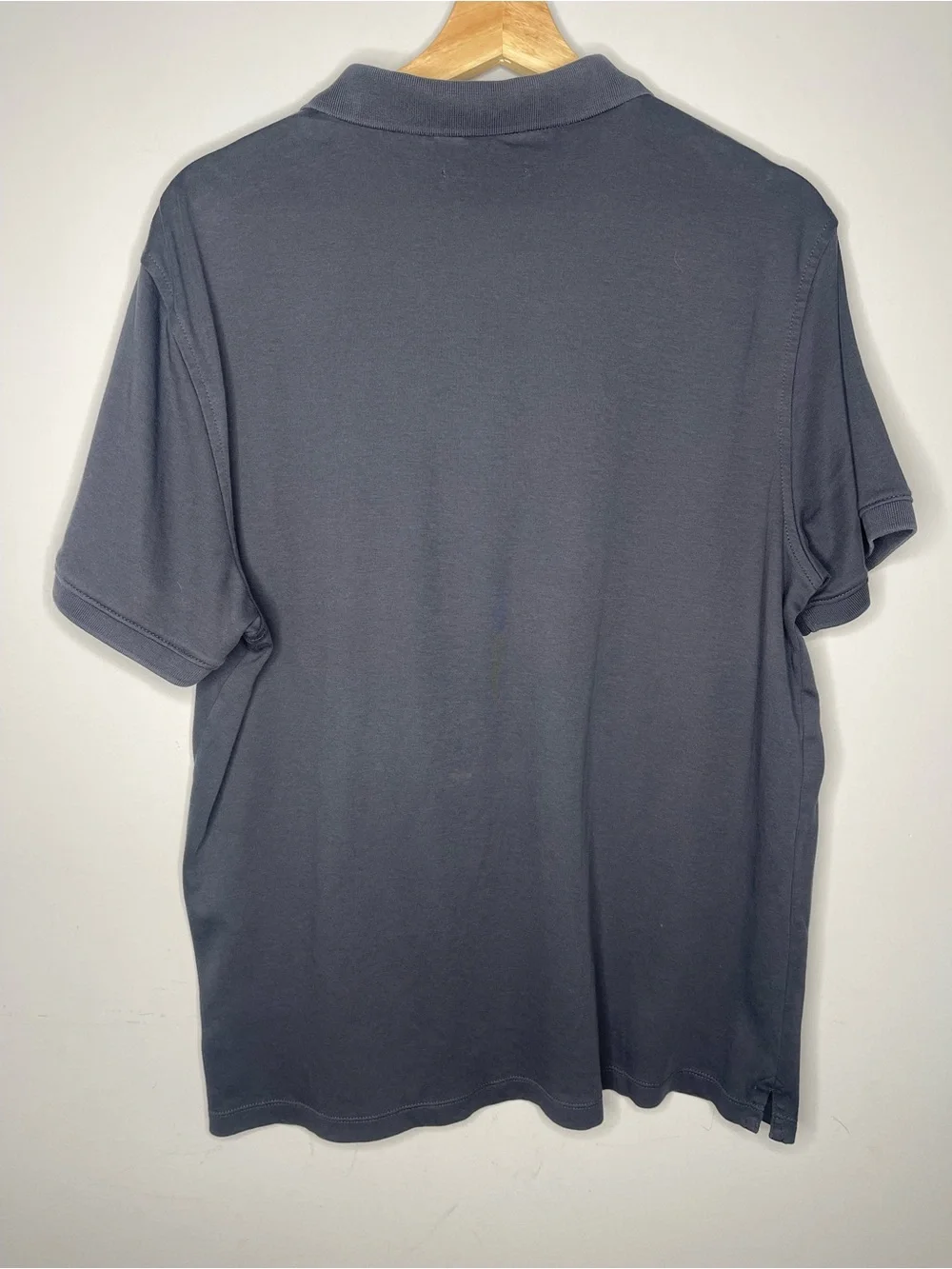 Calvin Klein Liquid Touch Polo Shirt Navy Blue Cotton Short Sleeve (Large)